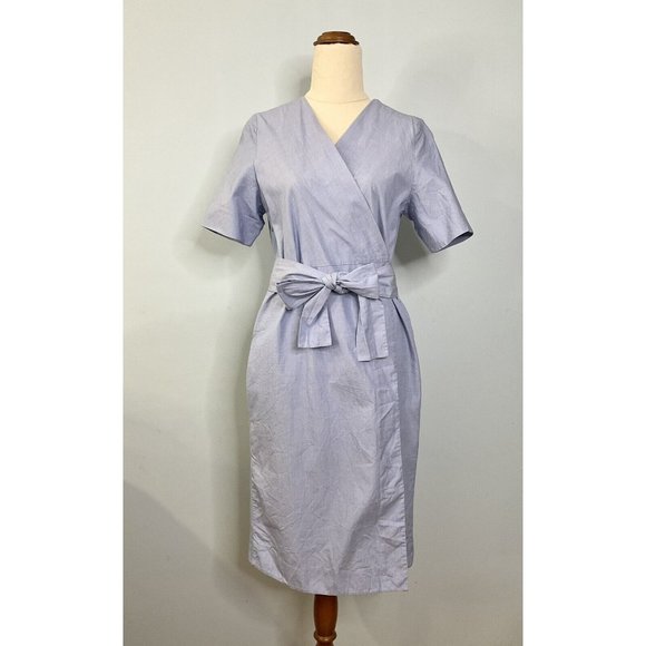 COS Dresses & Skirts - COS Blue Short Sleeve Cotton Wrap Pocket Dress Size EUR 34